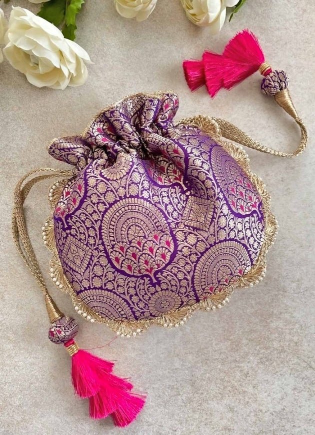 Purple Woven Potli AMYRA - Fabilicious Fashion
