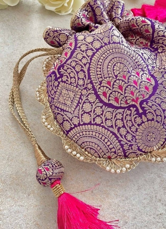 Purple Woven Potli AMYRA - Fabilicious Fashion