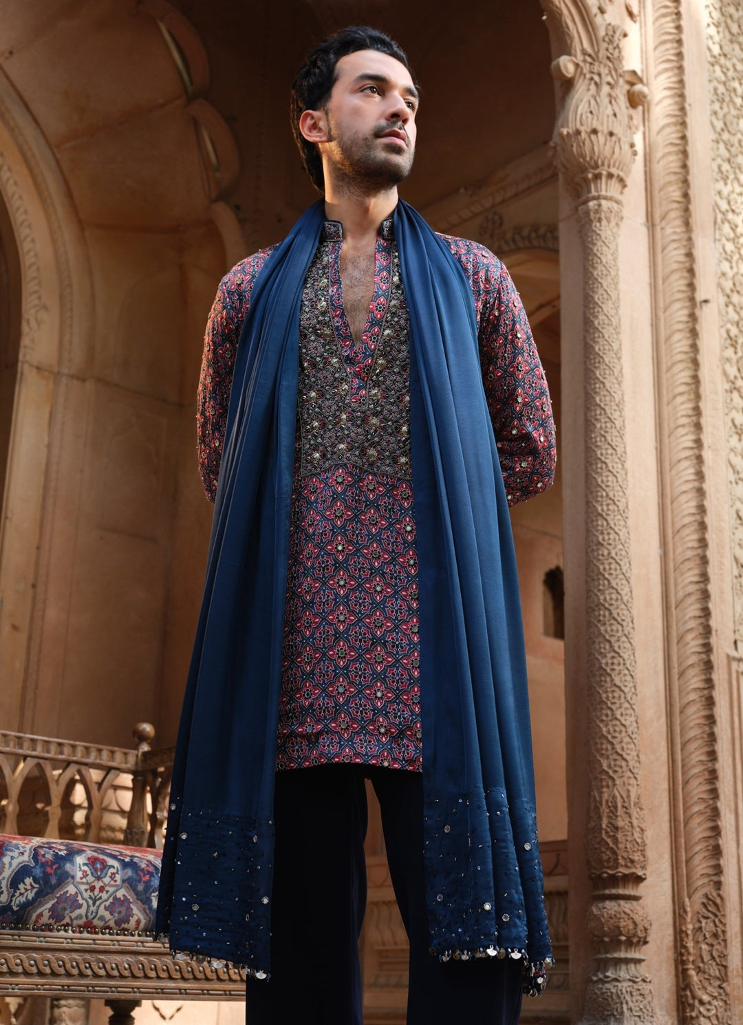 Darzi House Purplish Blue Modal Satin Kurta Set with DupattaFabilicious Fashion