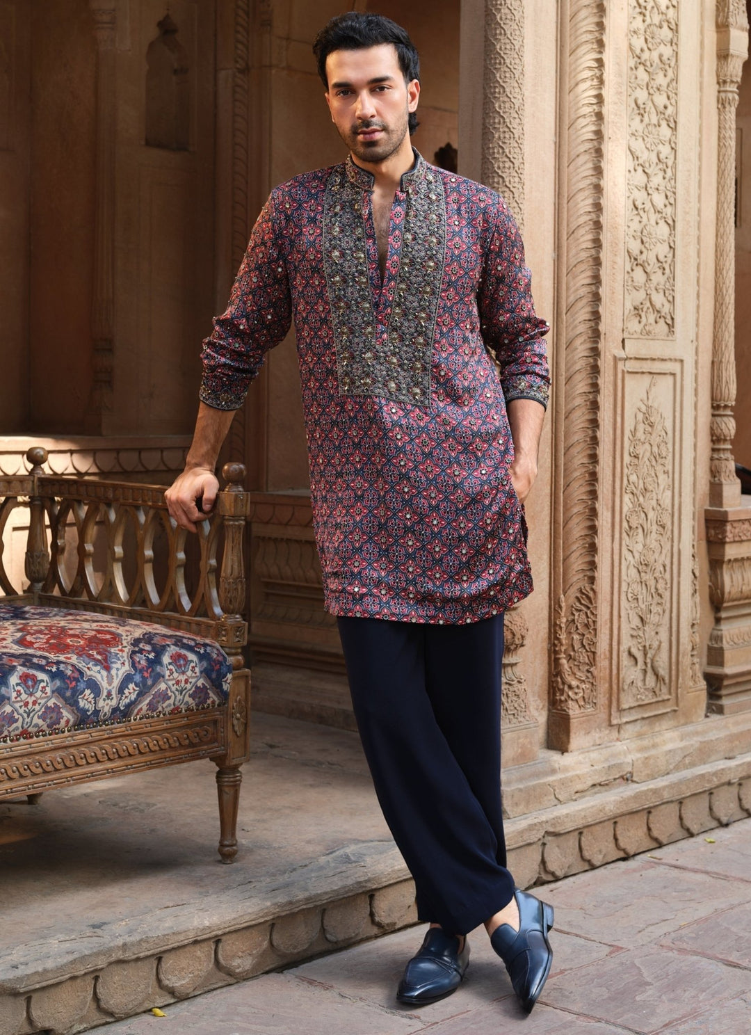 Darzi House Purplish Blue Modal Satin Kurta Set with DupattaFabilicious Fashion