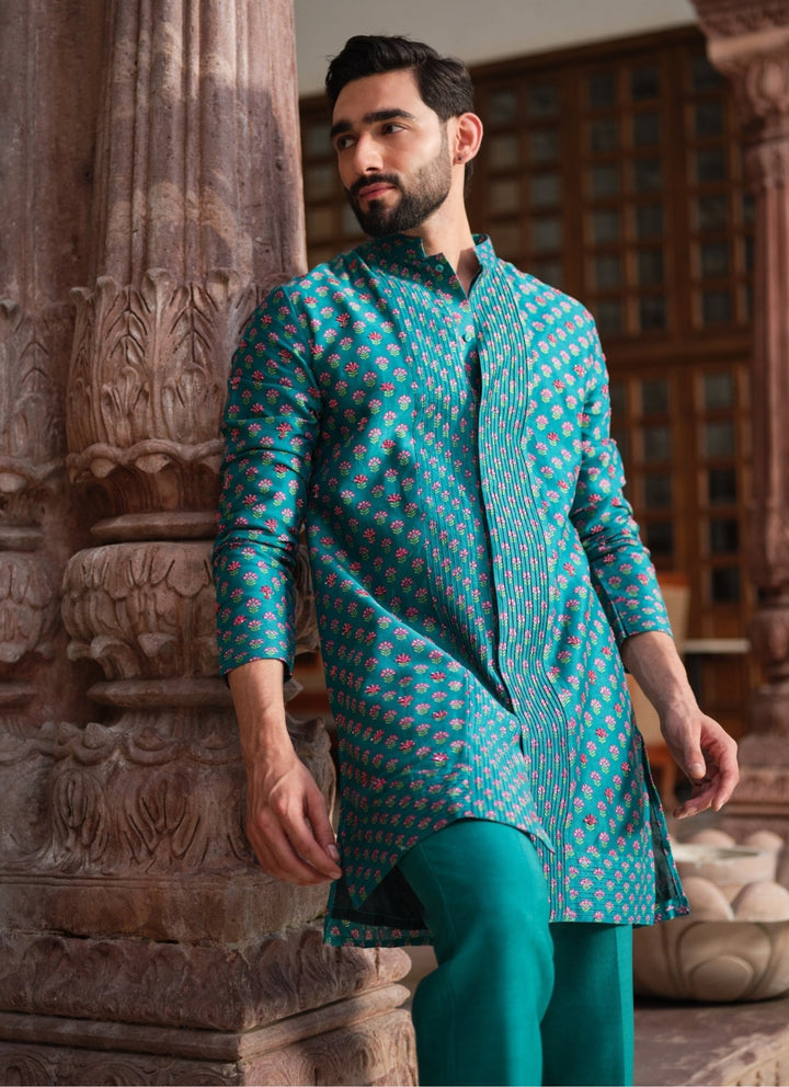 Darzi House Rama Green Chanderi Cotton Kurta SetFabilicious Fashion