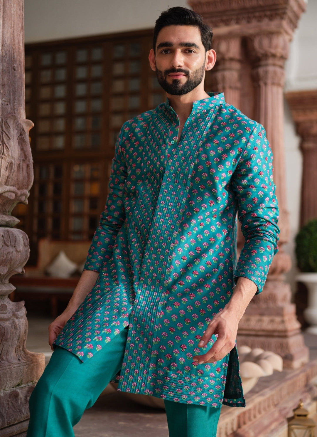 Darzi House Rama Green Chanderi Cotton Kurta SetFabilicious Fashion