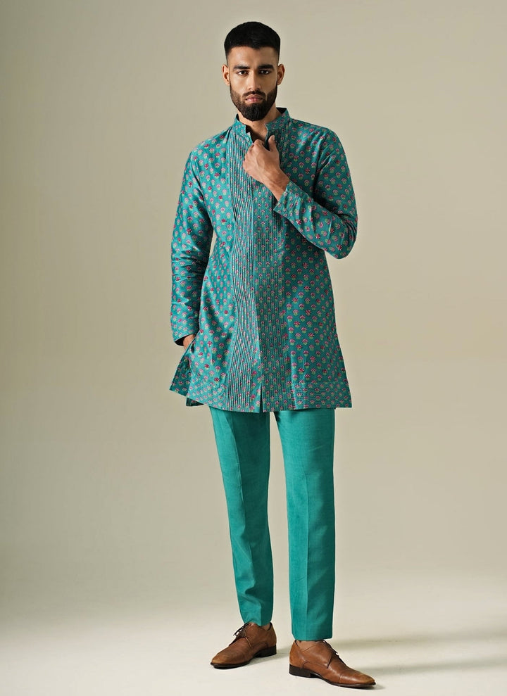 Darzi House Rama Green Chanderi Cotton Kurta SetFabilicious Fashion