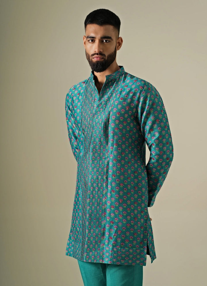 Darzi House Rama Green Chanderi Cotton Kurta SetFabilicious Fashion