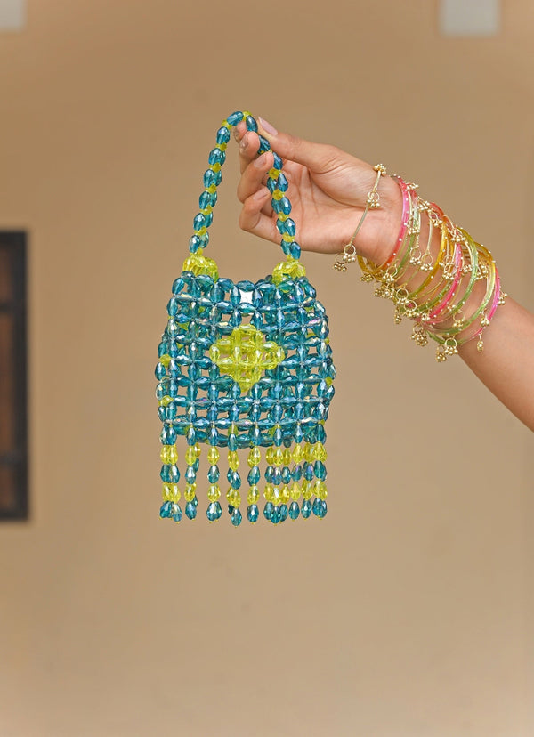 Rama Green Crystal Tassel Potli