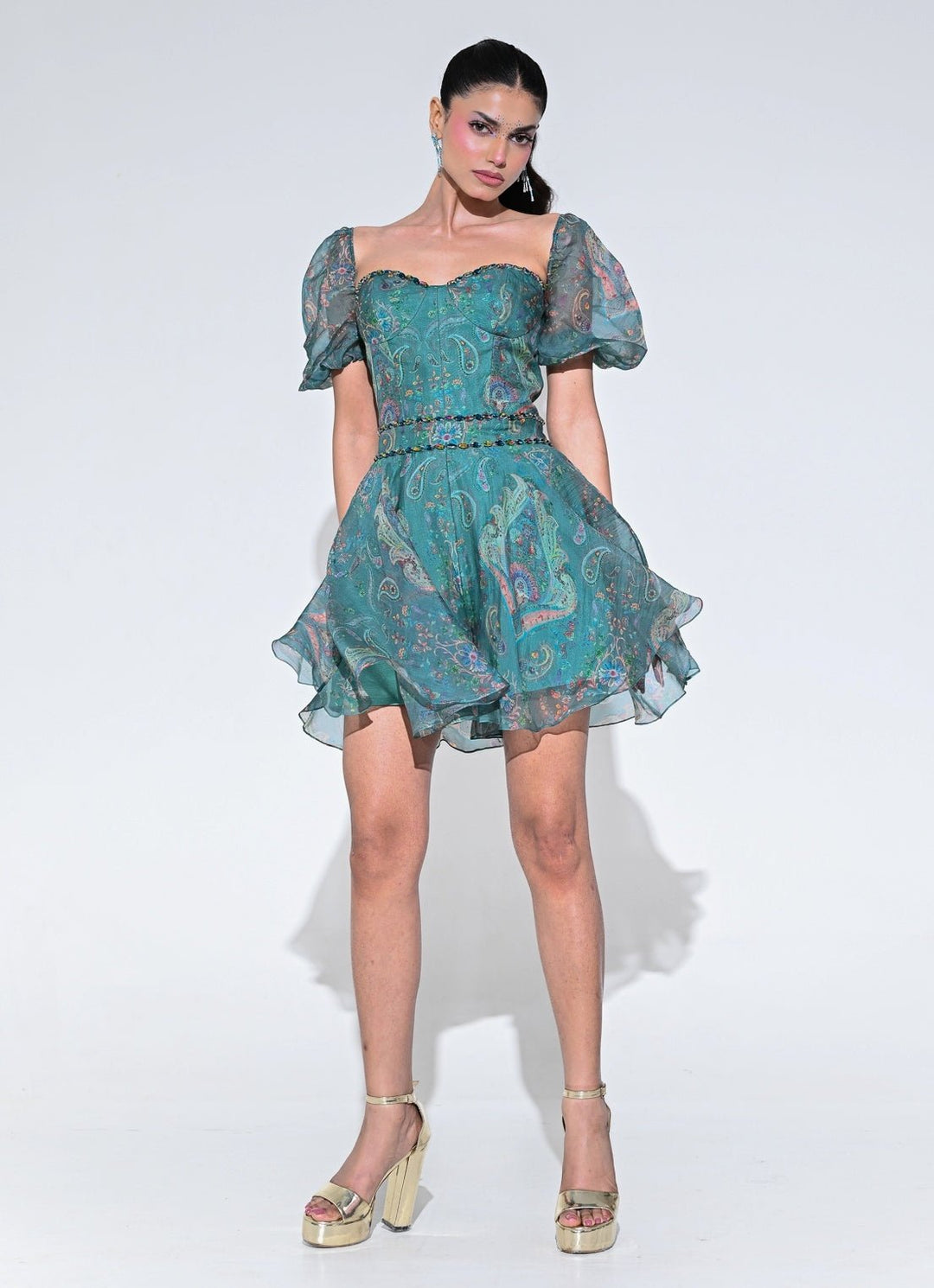 Rama Green Organza Jumpsuit Juhi Bengani - Fabilicious Fashion