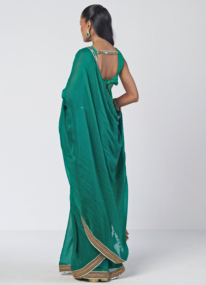 Rishi and Vibhuti Rama Green Organza SareeFabilicious Fashion