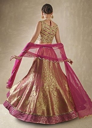 Rani Pink Banarasi Lehenga Renee Label - Fabilicious Fashion