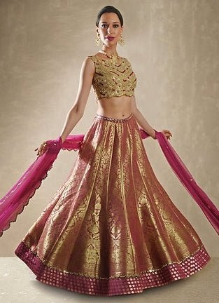 Rani Pink Banarasi Lehenga Renee Label - Fabilicious Fashion
