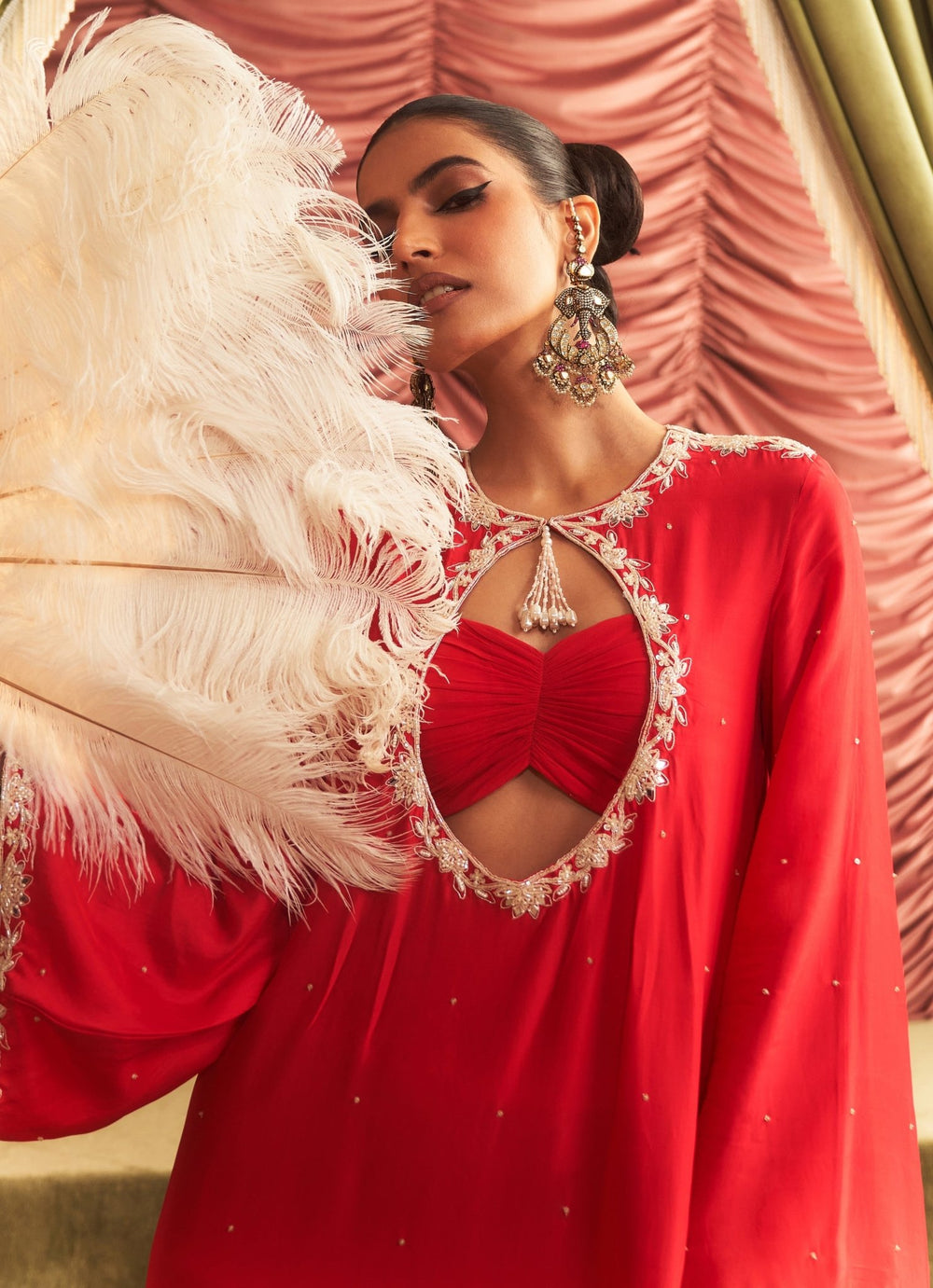 Rani Pink Embroidered Kurta With Bralette Seema Thukral - Fabilicious Fashion