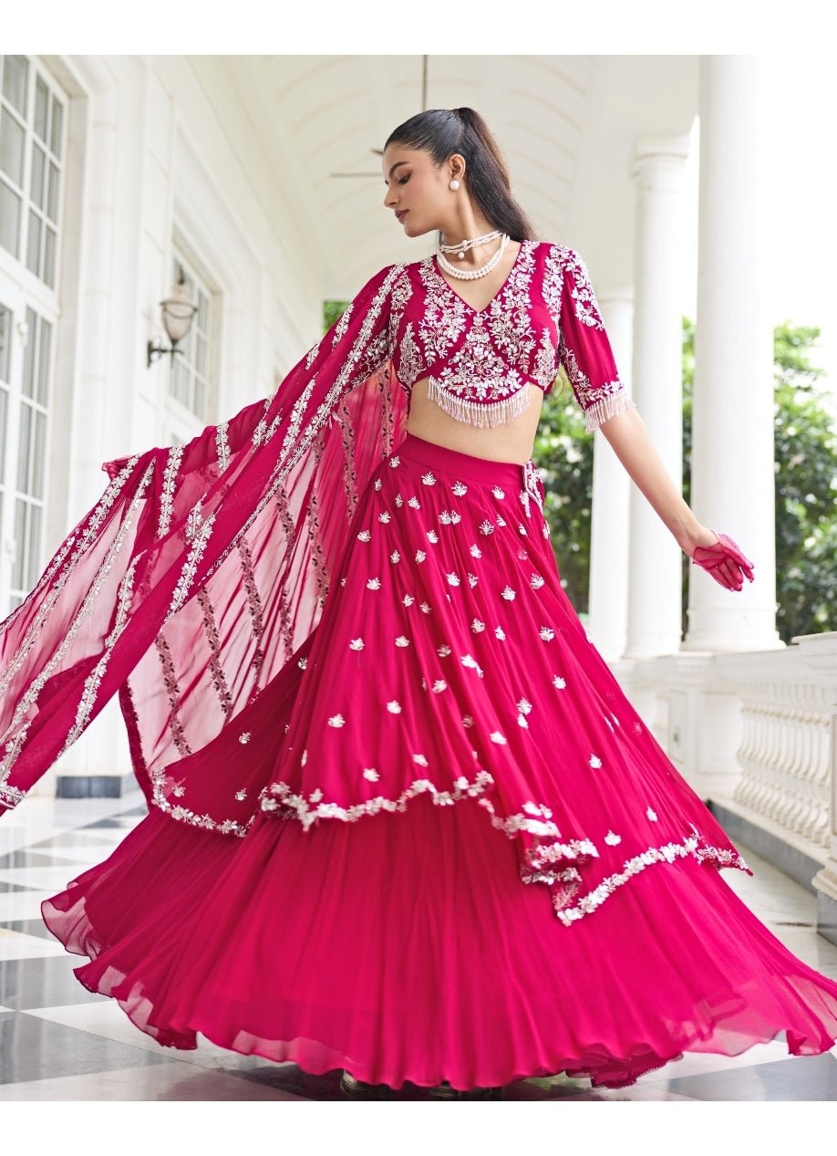 Rani Pink Georgette Lehenga Set Seema Thukral - Fabilicious Fashion