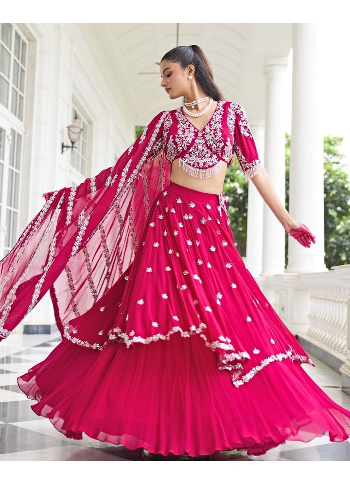 Rani Pink Georgette Lehenga Set Seema Thukral - Fabilicious Fashion
