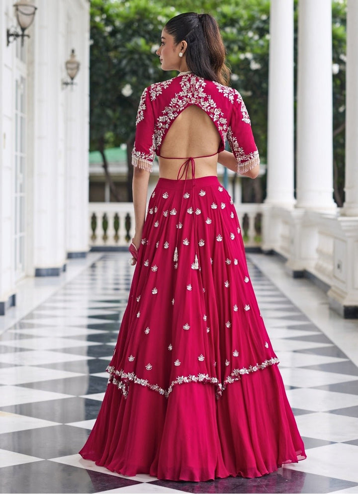 Rani Pink Georgette Lehenga Set Seema Thukral - Fabilicious Fashion