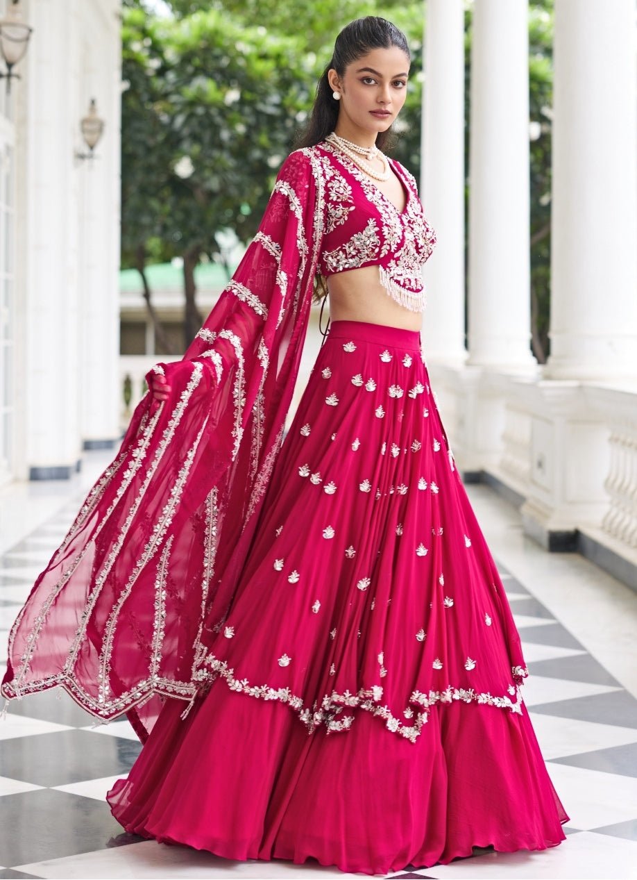 Rani Pink Georgette Lehenga Set Seema Thukral - Fabilicious Fashion