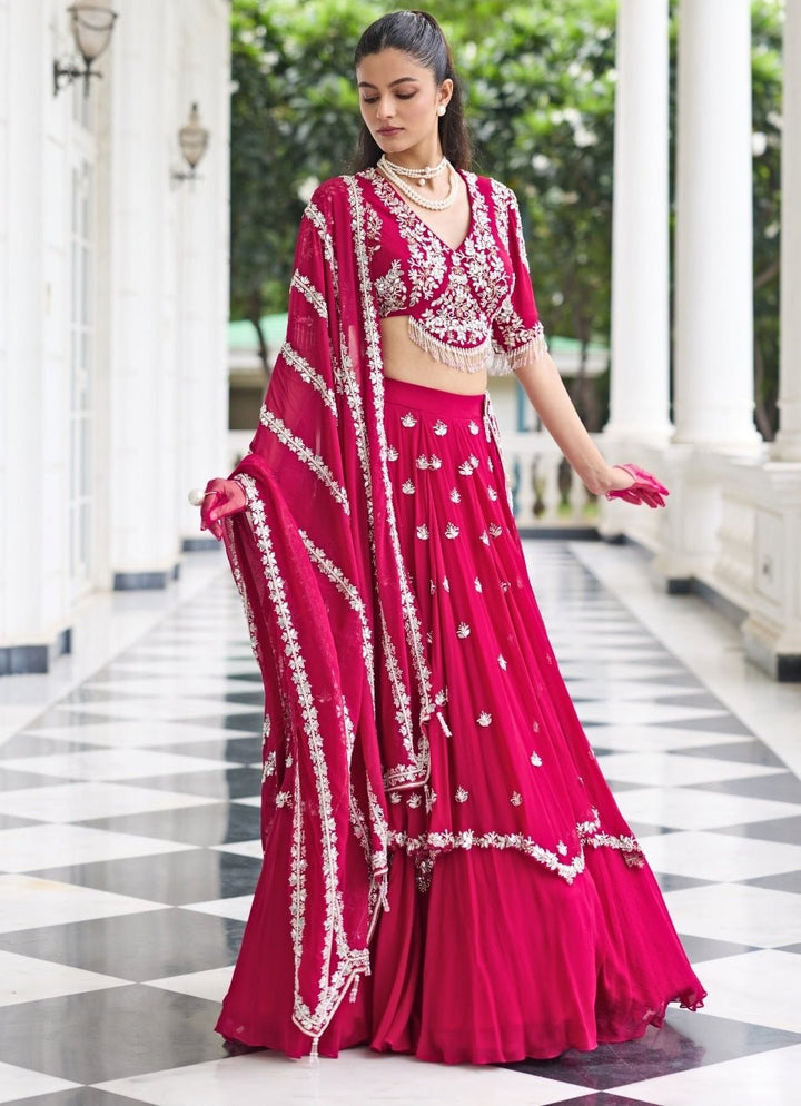 Rani Pink Georgette Lehenga Set Seema Thukral - Fabilicious Fashion