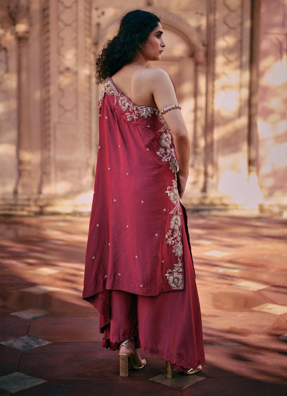 Rani Pink Modal Silk Kurta Palazzo Set Paulmi and Harsh - Fabilicious Fashion