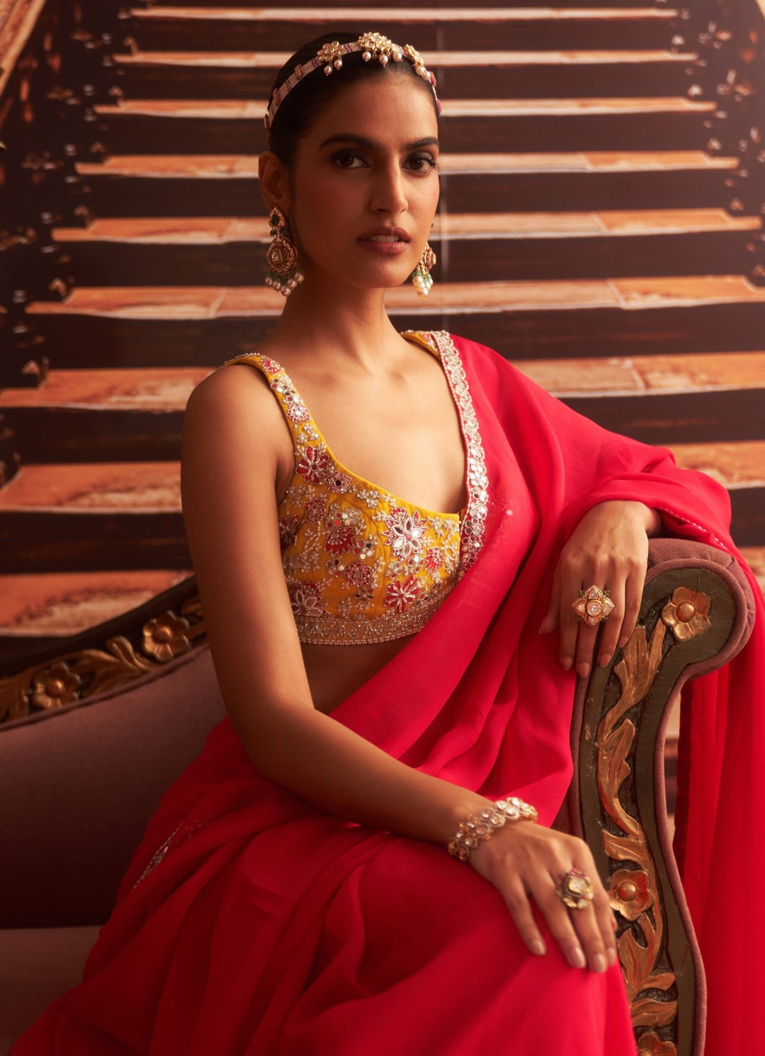 Rani Pink Organza Saree With Embroidered Blouse Seema Thukral - Fabilicious Fashion