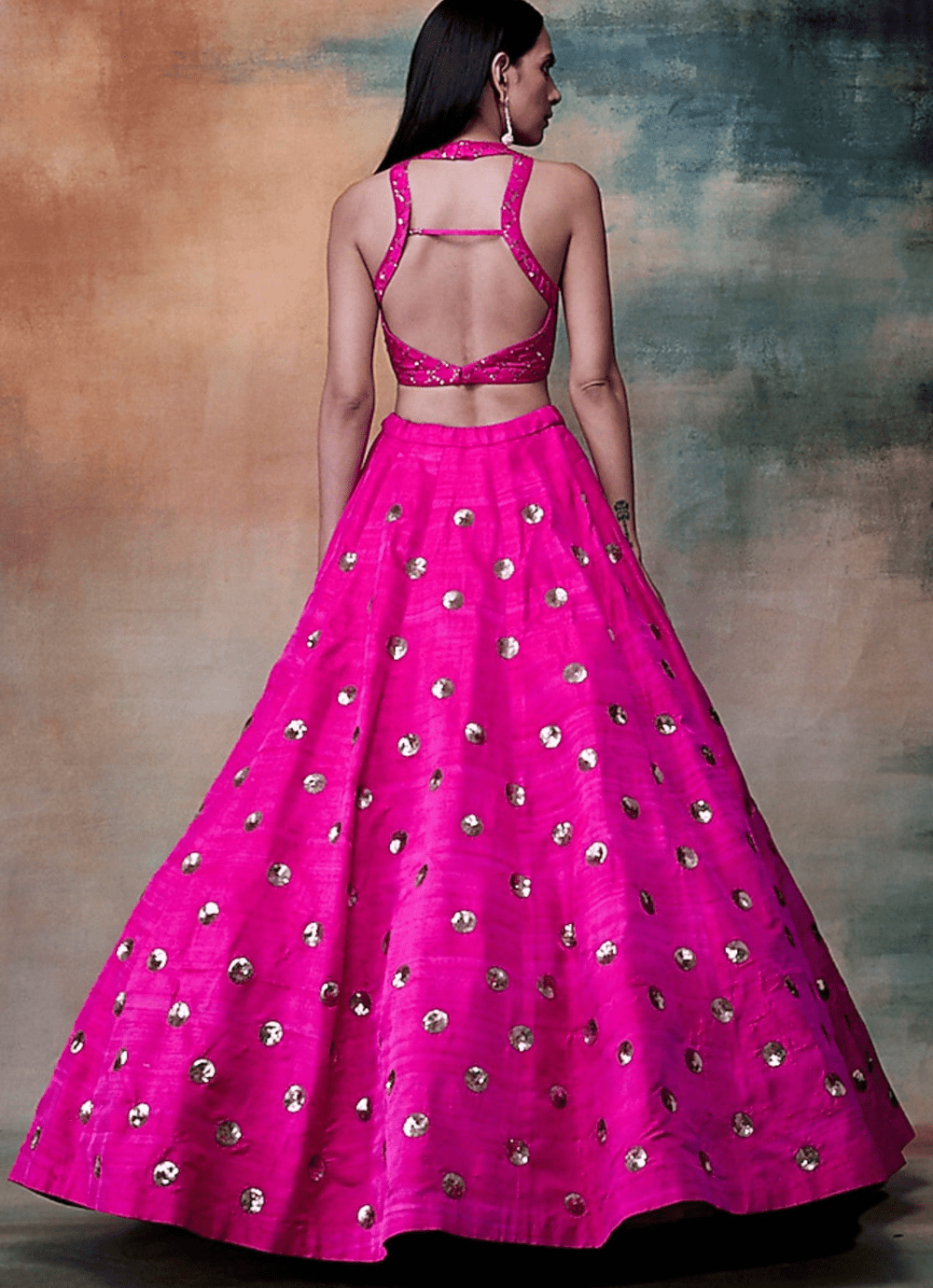 Rani Pink Silk Hand Embroidered Lehenga Set Vvani by Vani Vats - Fabilicious Fashion