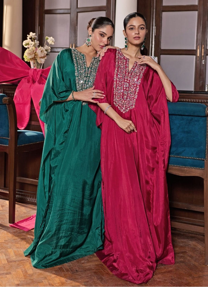 Rani Pink Silk Kaftan Seema Thukral - Fabilicious Fashion