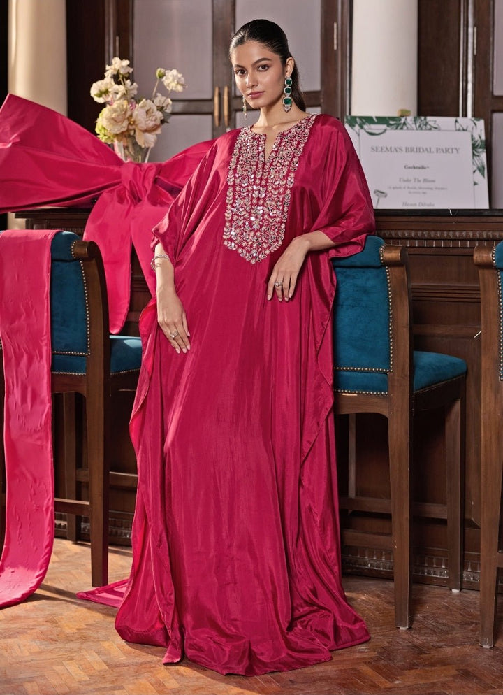 Rani Pink Silk Kaftan Seema Thukral - Fabilicious Fashion
