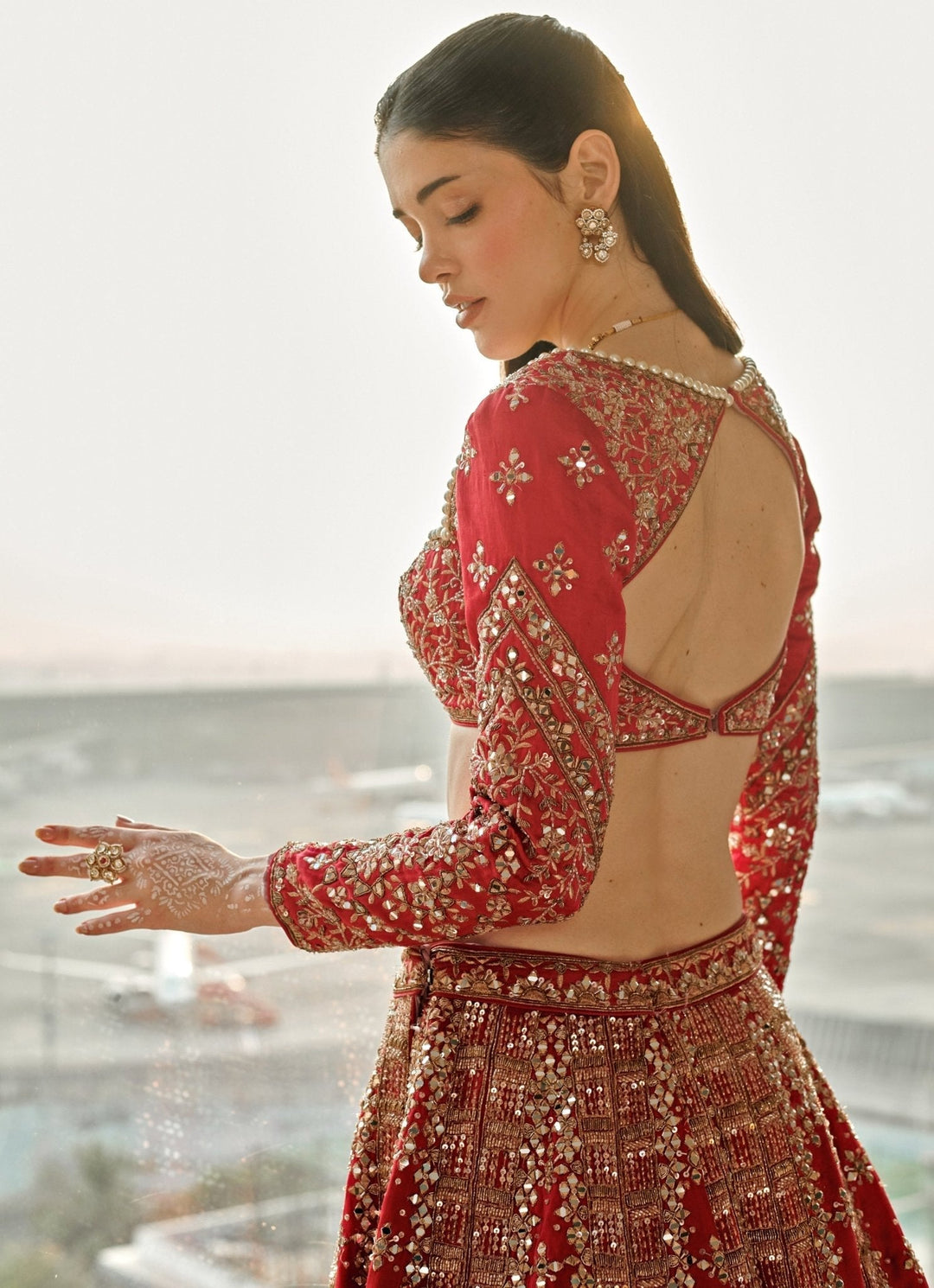Raspberry Pink Mirrors And Sequins Silk Lehenga Set Jigar and Nikita - Fabilicious Fashion