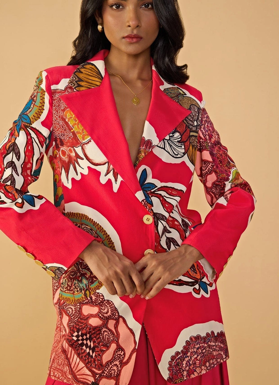 Raspberry Red Blazer Palazzo Set Saaksha & Kinni - Fabilicious Fashion