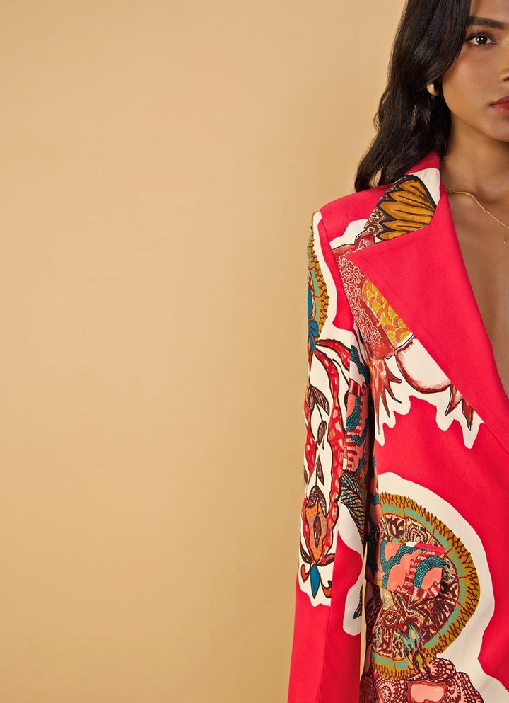 Raspberry Red Blazer Palazzo Set Saaksha & Kinni - Fabilicious Fashion