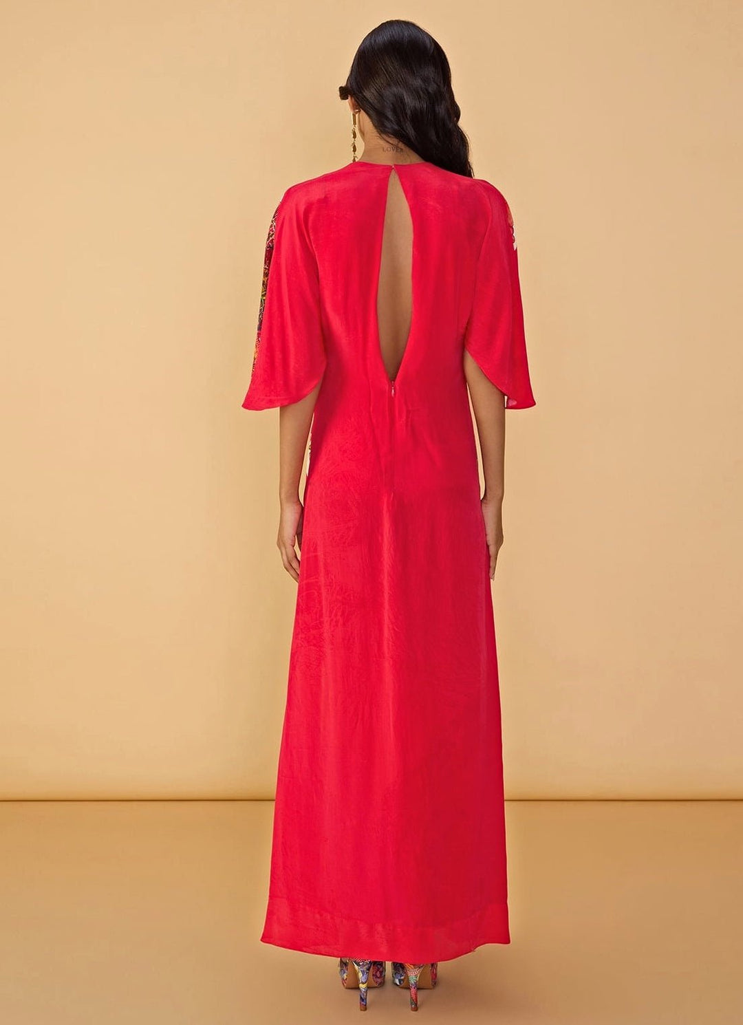 Raspberry Red Printed Maxi Dress Saaksha &amp; Kinni - Fabilicious Fashion