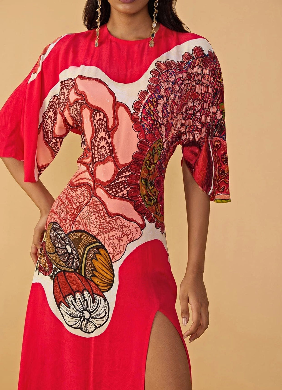 Raspberry Red Printed Maxi Dress Saaksha &amp; Kinni - Fabilicious Fashion