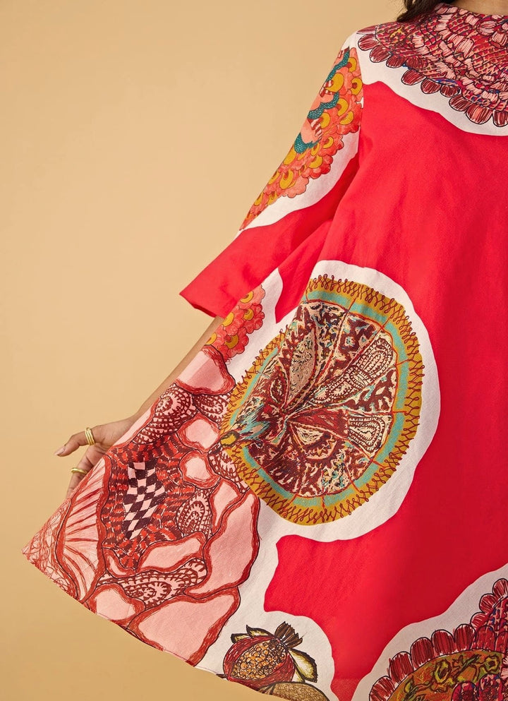 Saaksha &amp; Kinni Red Abstract Print DressFabilicious Fashion
