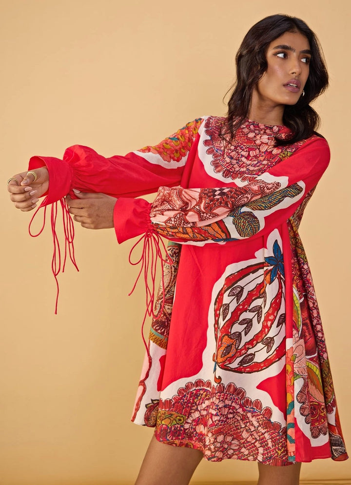 Saaksha &amp; Kinni Red Abstract Print DressFabilicious Fashion