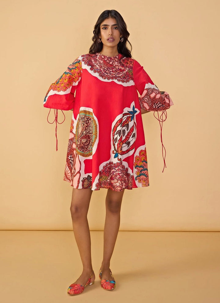Saaksha &amp; Kinni Red Abstract Print DressFabilicious Fashion