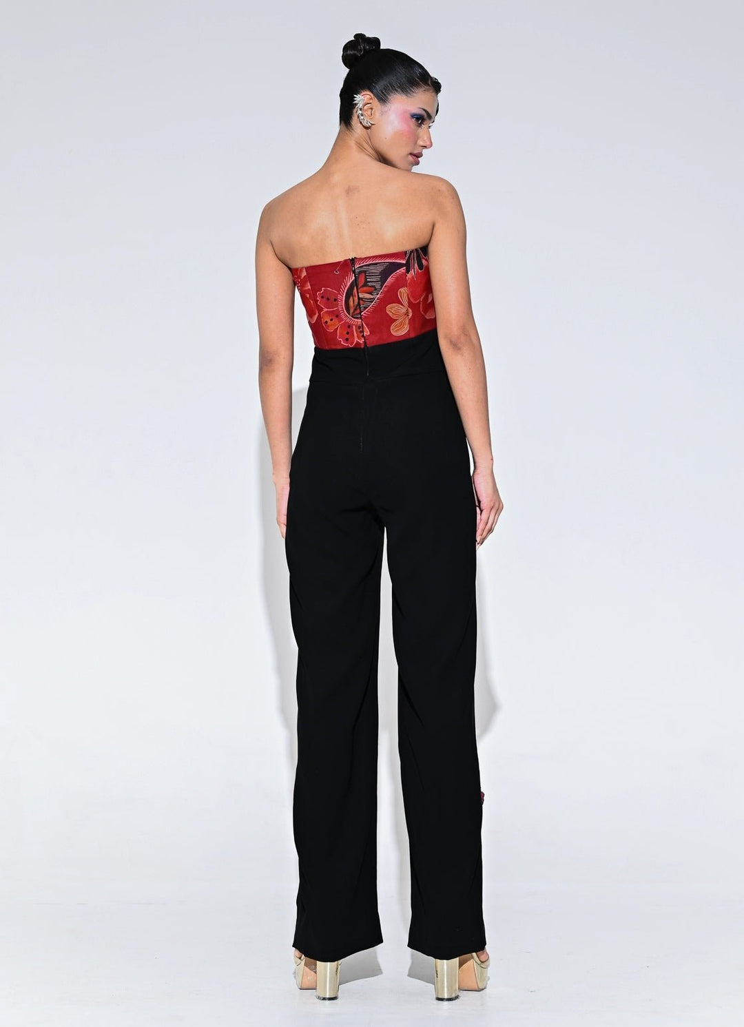 Juhi Bengani Red And Black Organza Corset JumpsuitFabilicious Fashion