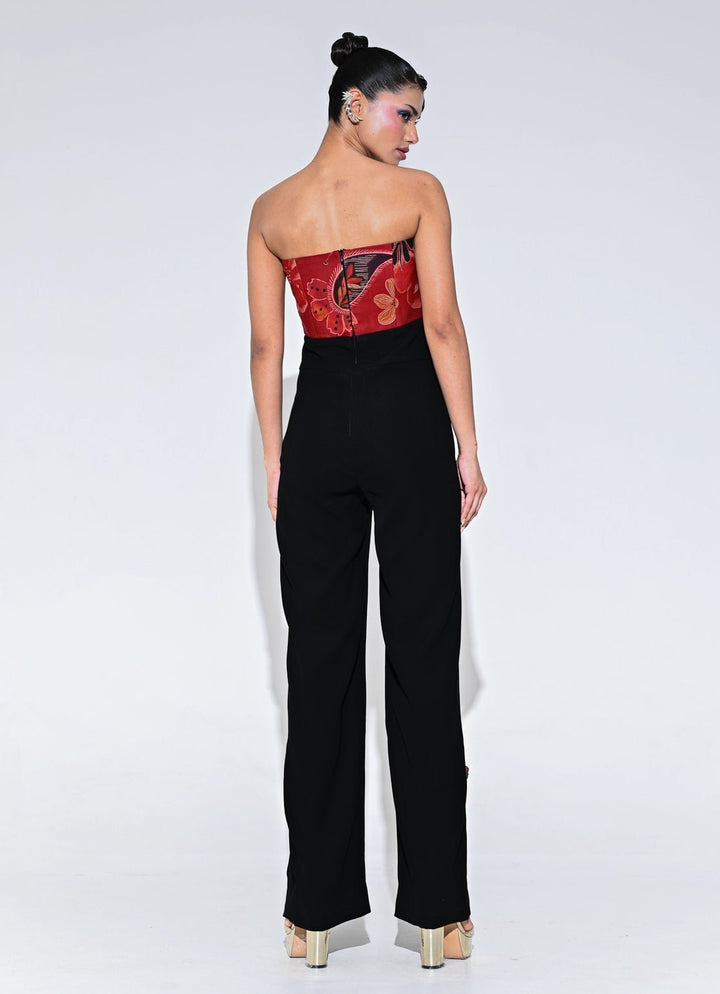 Juhi Bengani Red And Black Organza Corset JumpsuitFabilicious Fashion