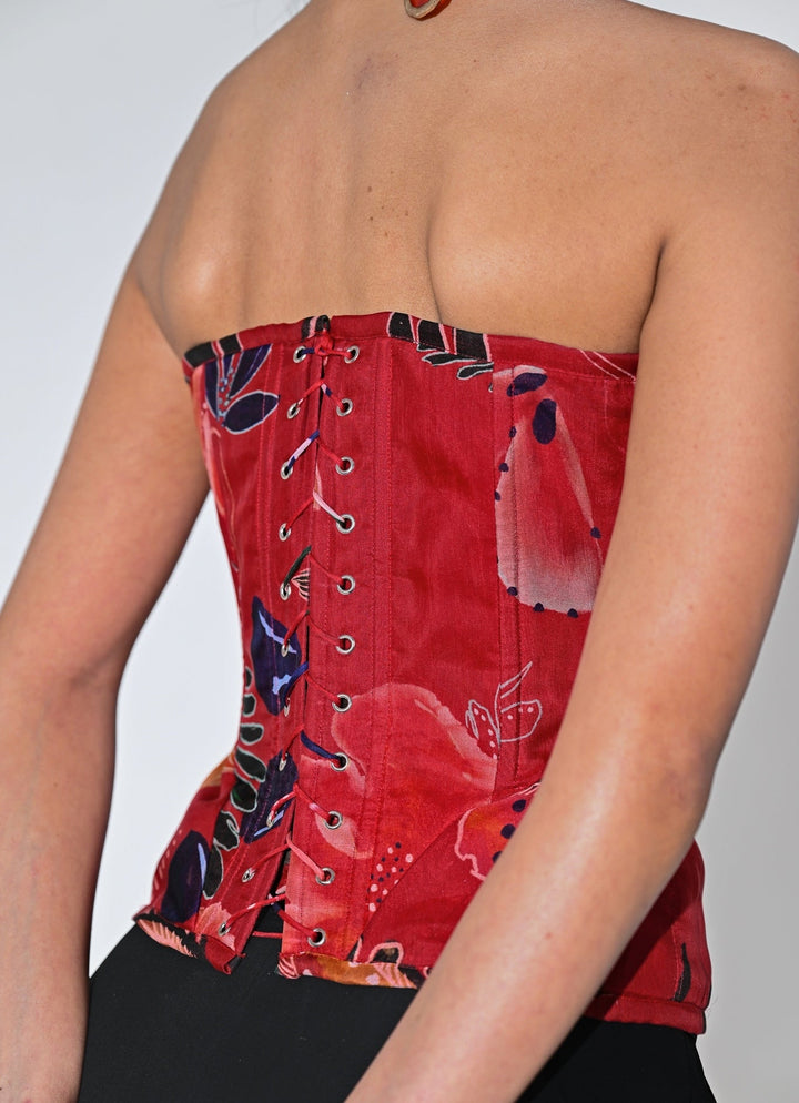 Red And Black Organza Corset Pants Set Juhi Bengani - Fabilicious Fashion