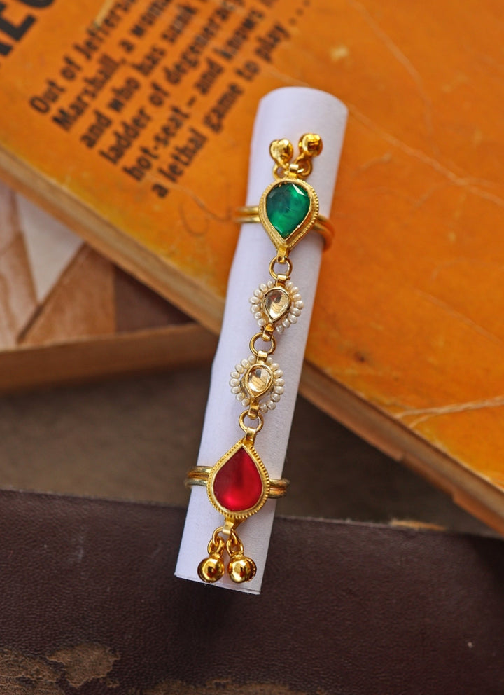 Do Taara Red And Green Kundan RingFabilicious Fashion