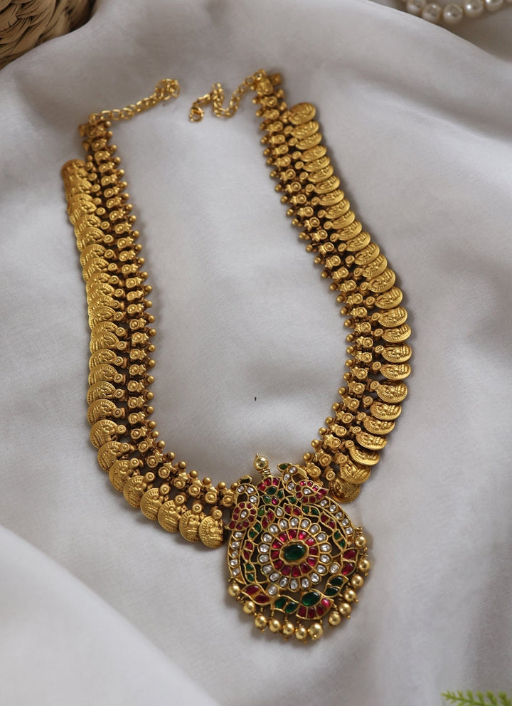 Do Taara Red And Green Temple Gold NecklaceFabilicious Fashion