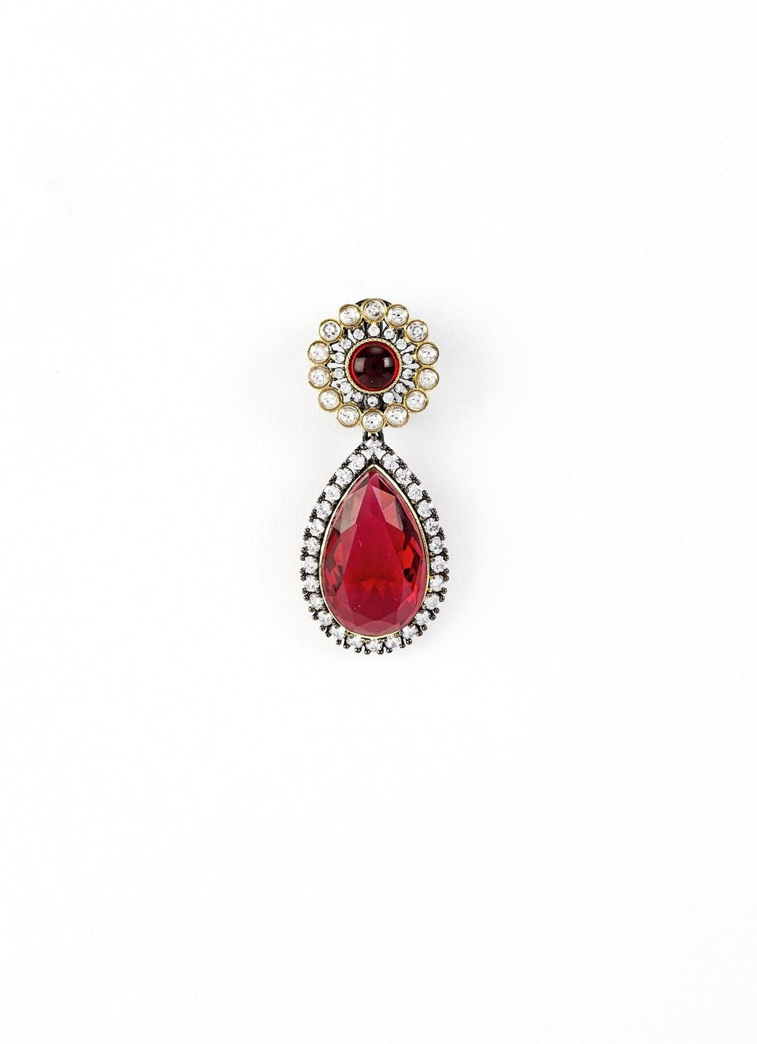 Red And Multi Beaded Polki Short Necklace Set Vivinia by Vidhi Mehra - Fabilicious Fashion
