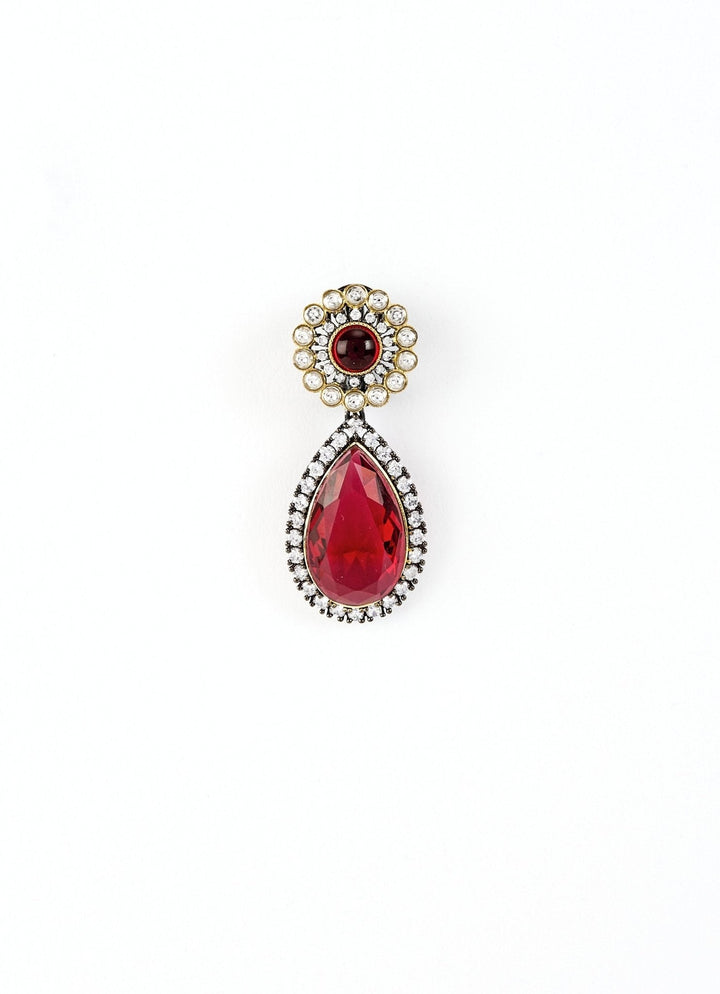 Red And Multi Beaded Polki Short Necklace Set Vivinia by Vidhi Mehra - Fabilicious Fashion