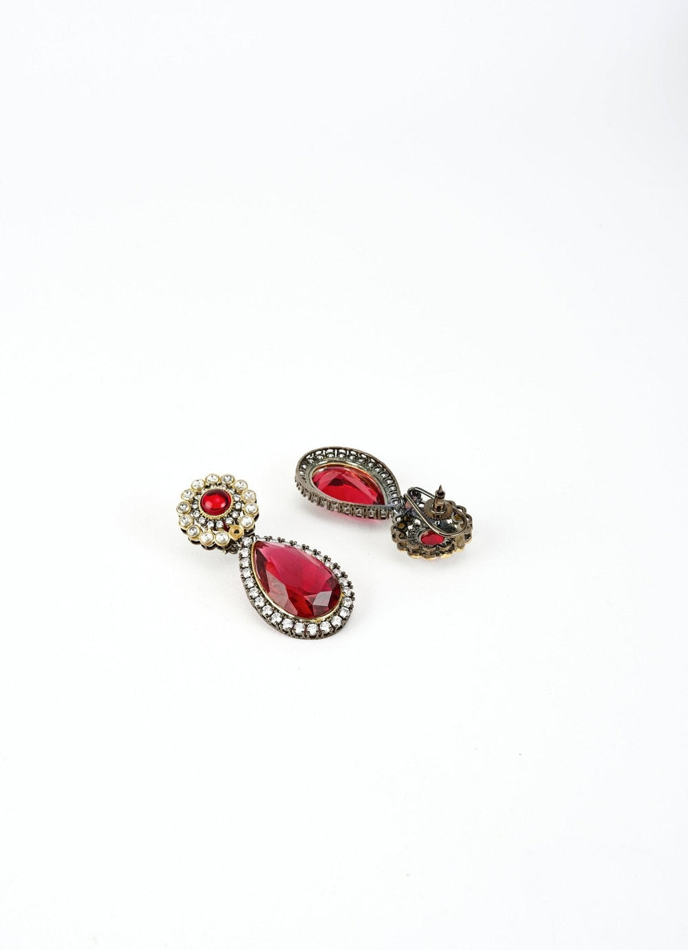 Red And Multi Beaded Polki Short Necklace Set Vivinia by Vidhi Mehra - Fabilicious Fashion
