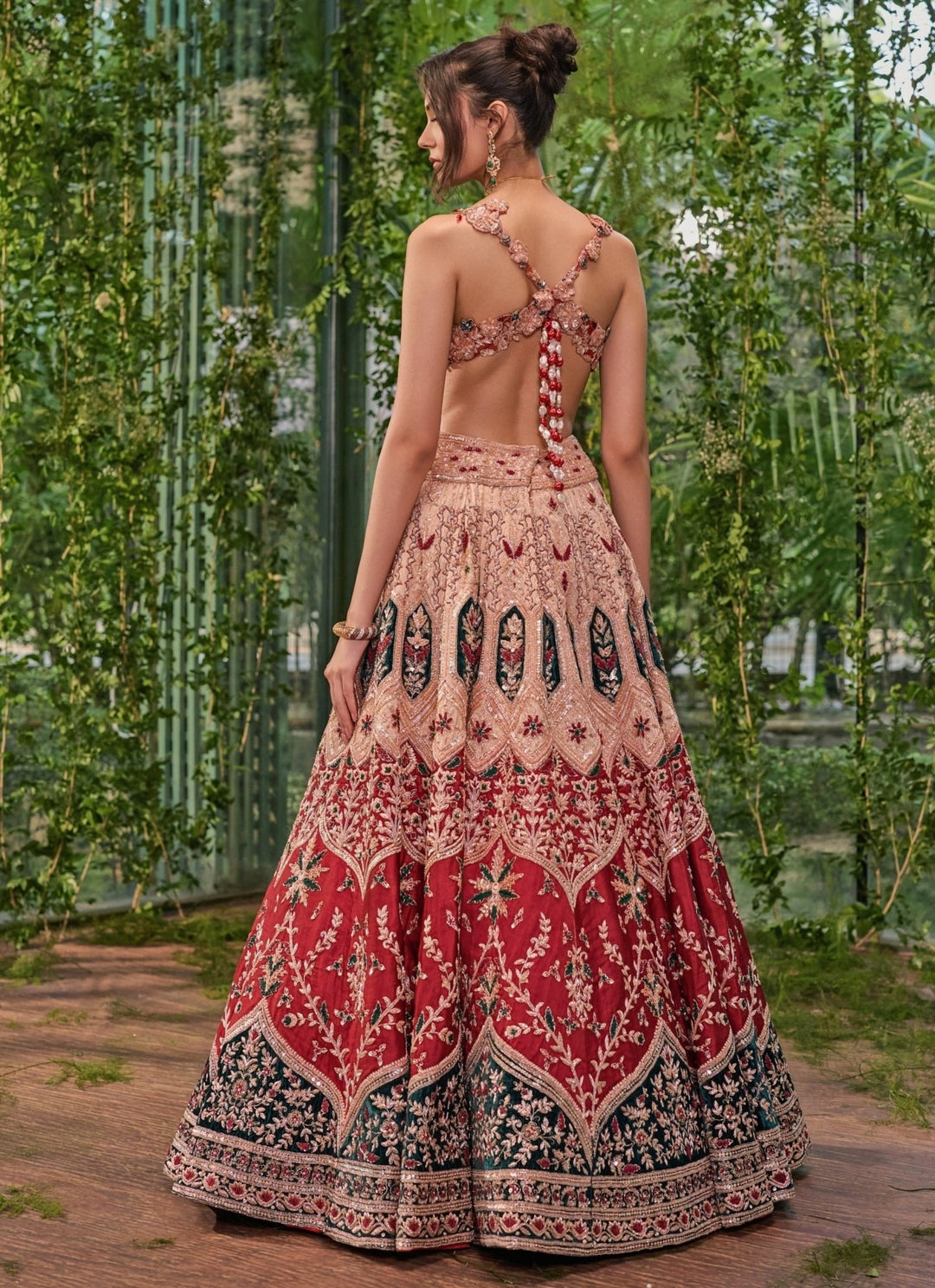 Jigar and Nikita Red And Multicolor Tulle Bridal Lehenga SetFabilicious Fashion