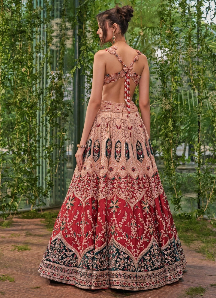Jigar and Nikita Red And Multicolor Tulle Bridal Lehenga SetFabilicious Fashion