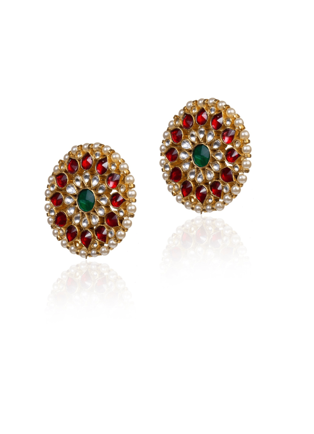 Red And White Stud Earrings Riana by Shikha Jindal - Fabilicious Fashion
