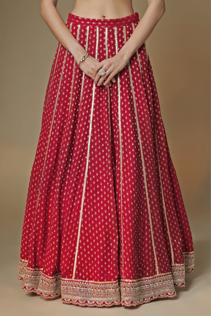 Renee Label Red Banarasi Georgette Lehenga SetFabilicious Fashion