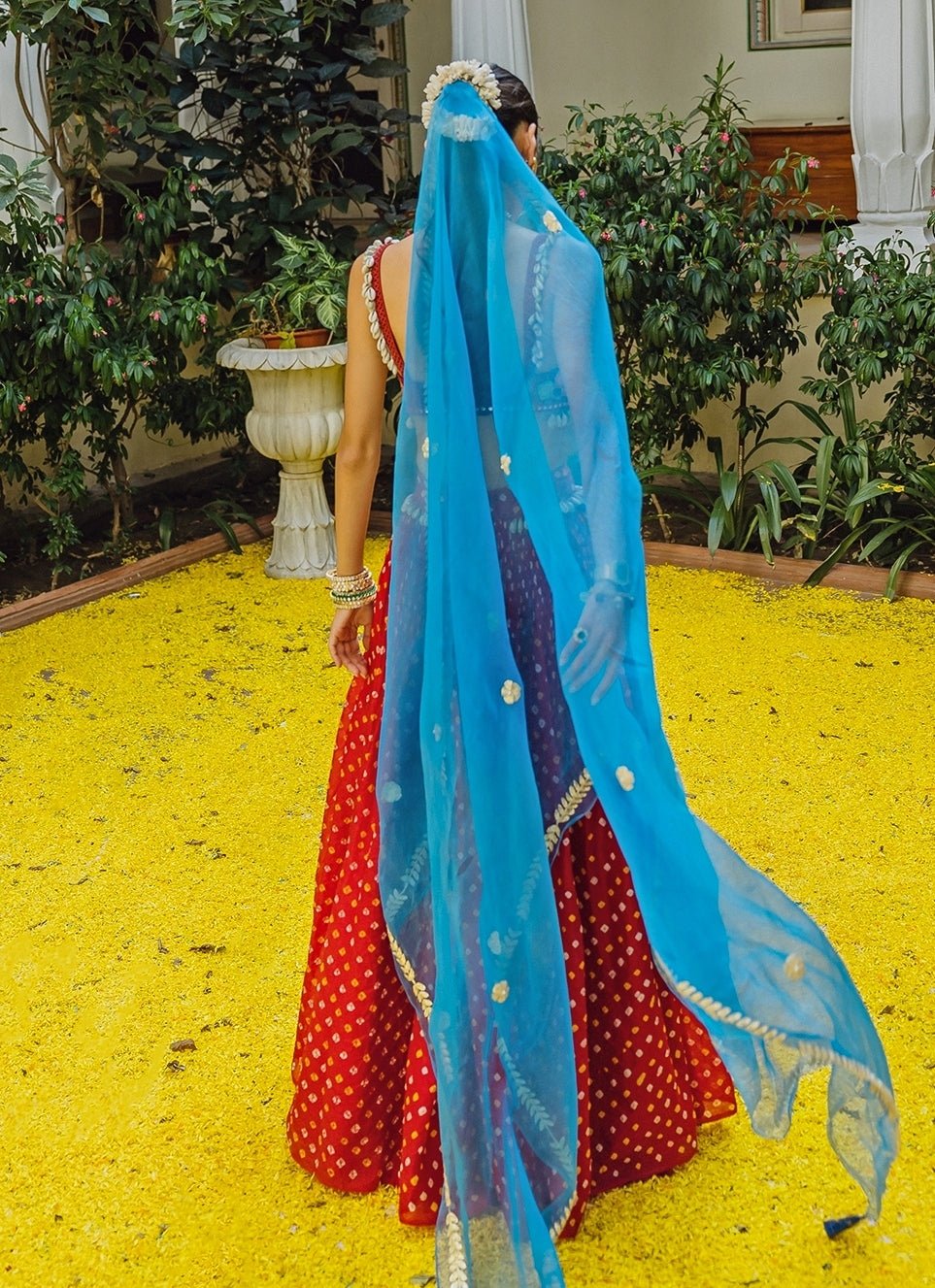 The Little Black Bow Red Bandhani Silk Lehenga SetFabilicious Fashion