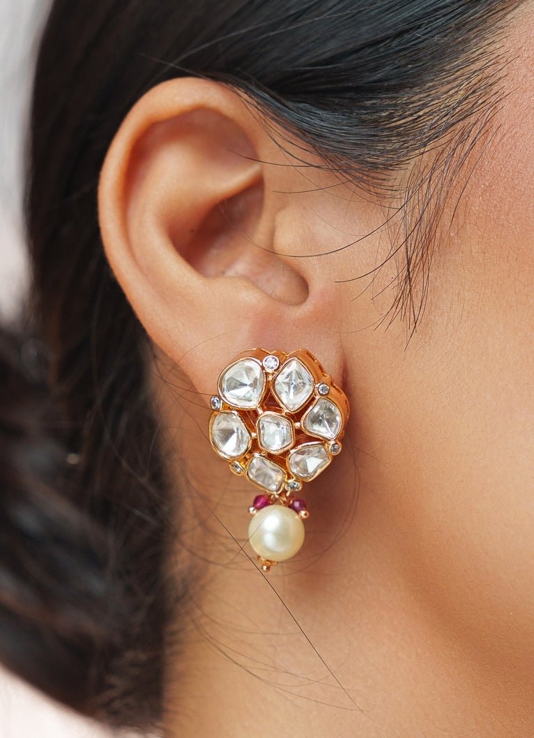 Red Beads And Polki Pearl Choker Set Zevar by Geeta - Fabilicious Fashion