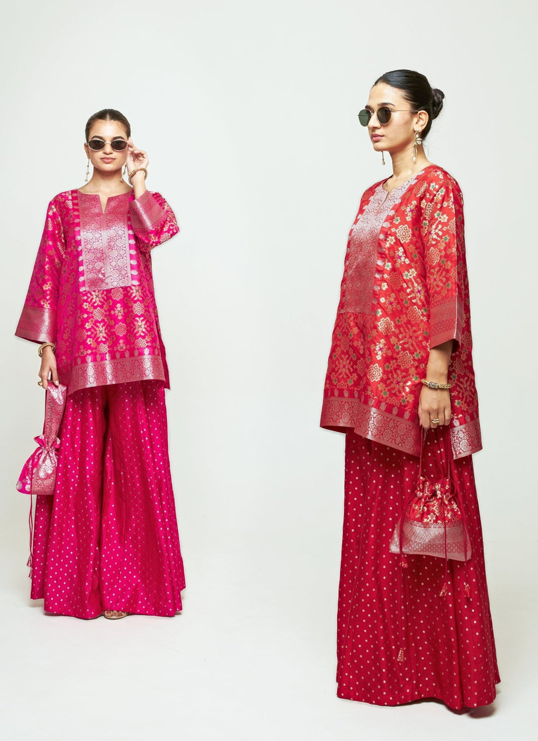 Sobariko Red Brocade Kurta Sharara SetFabilicious Fashion
