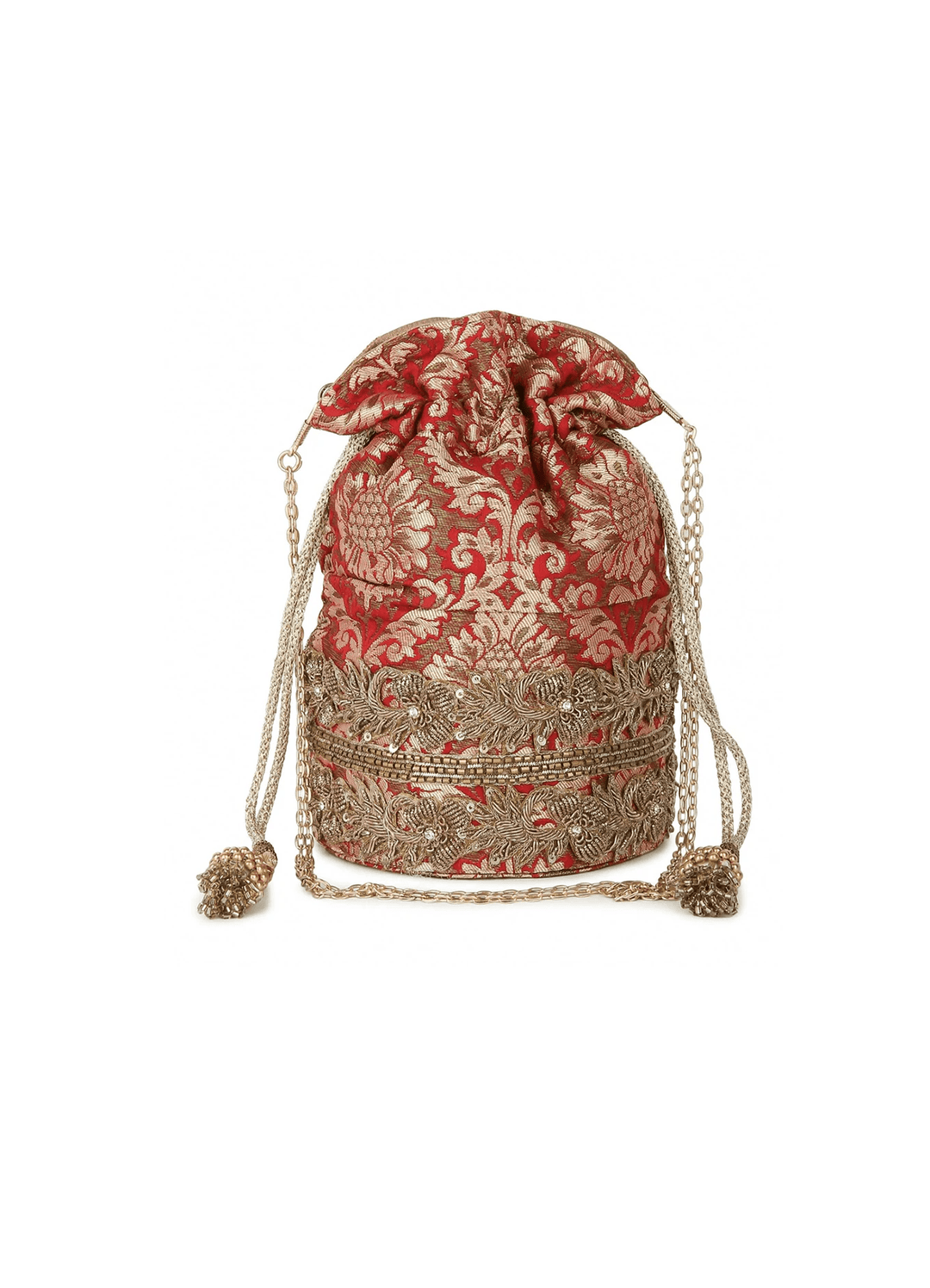 Red Brocade Potli The Purple Sack - Fabilicious Fashion