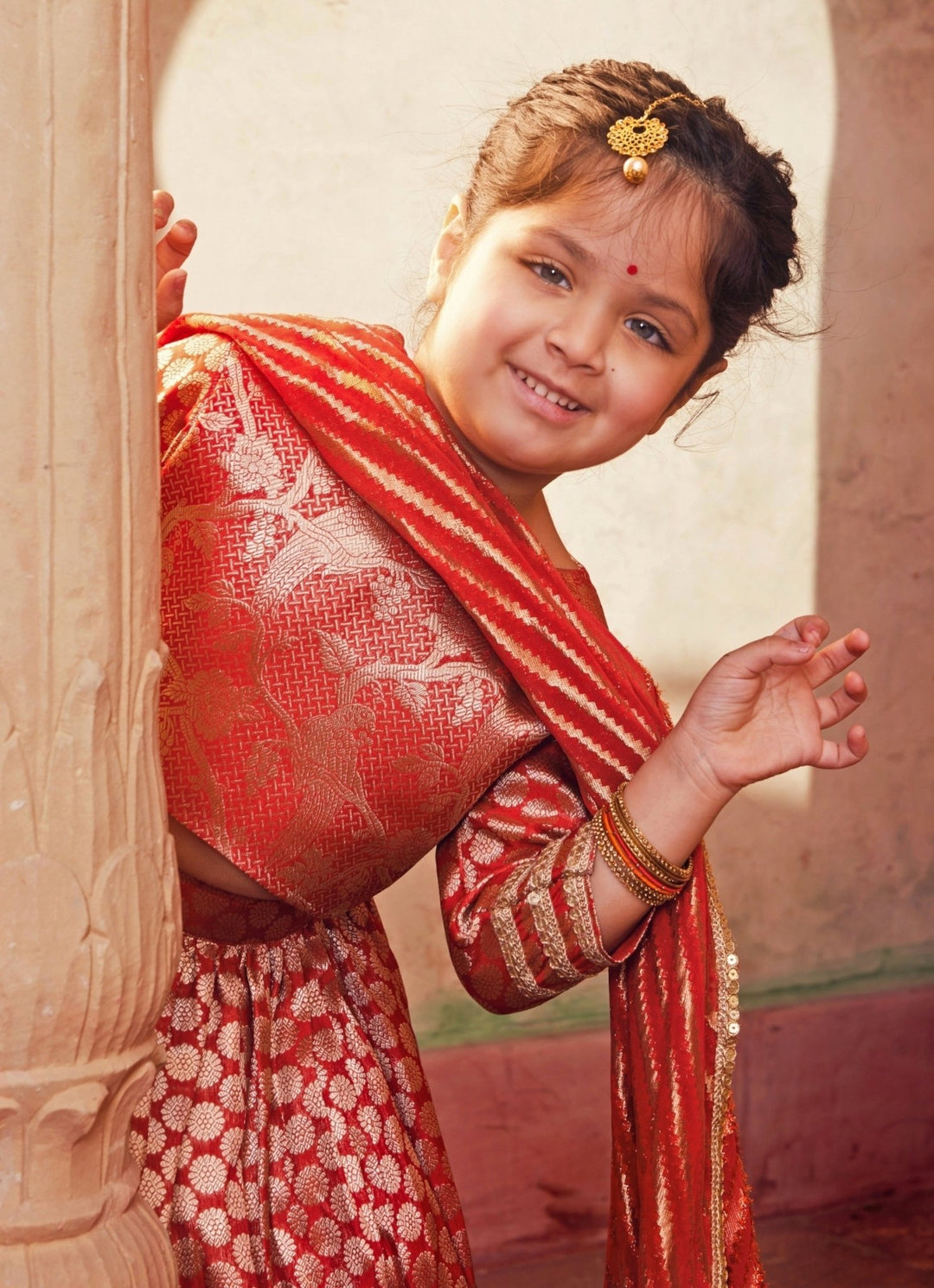 Chotibuti Red Brocade Silk Lehenga SetFabilicious Fashion