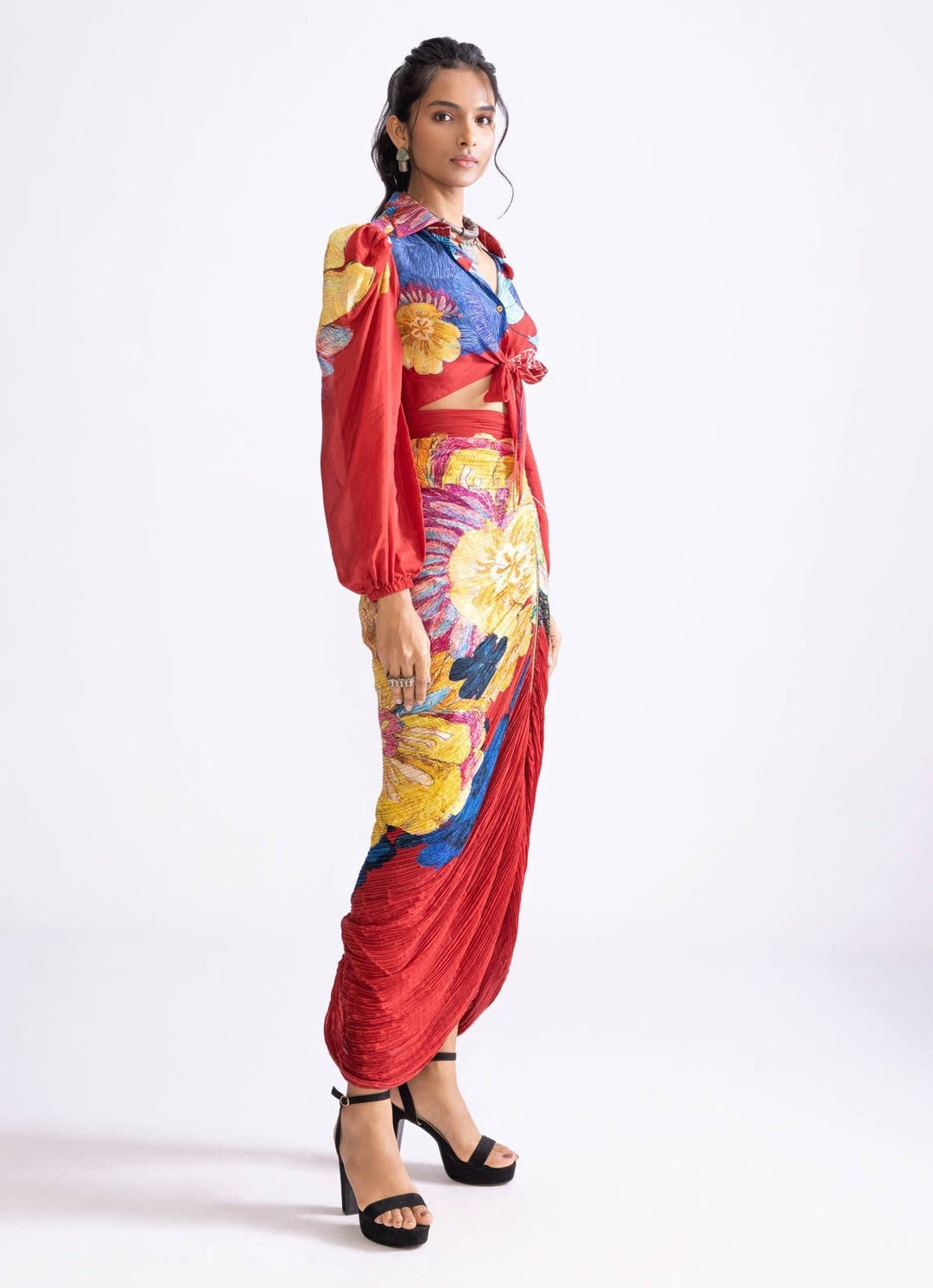 Red Daisy Print Co Ord Set Saaksha & Kinni - Fabilicious Fashion